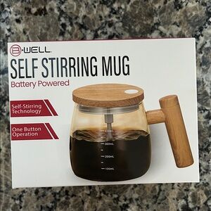 NEW B.Well Self Stirring Mug with Wooden Lid